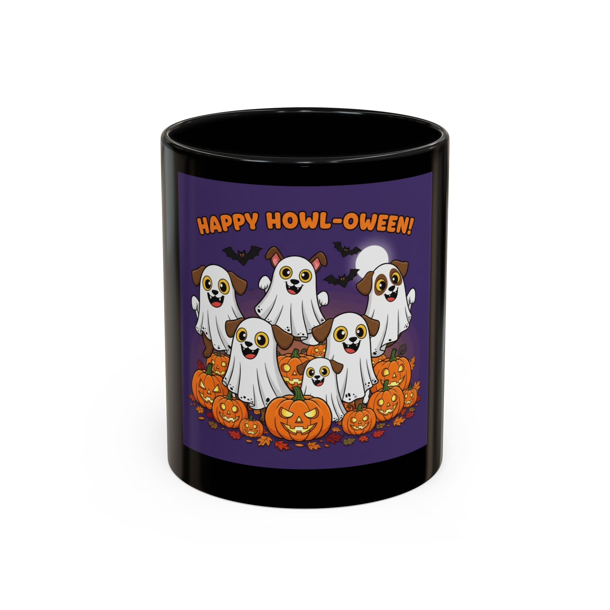 Halloween Coffee Mug with Cute Ghosts, Fun Mug for Halloween Decor, Gift for Dog Lovers, Spooky Season Essential, Pet-Themed Mug