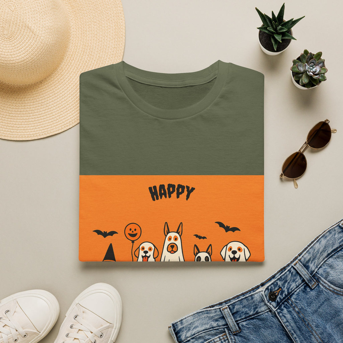 Funny Dog Ghost Squad Unisex T-Shirt - Happy Halloween Design