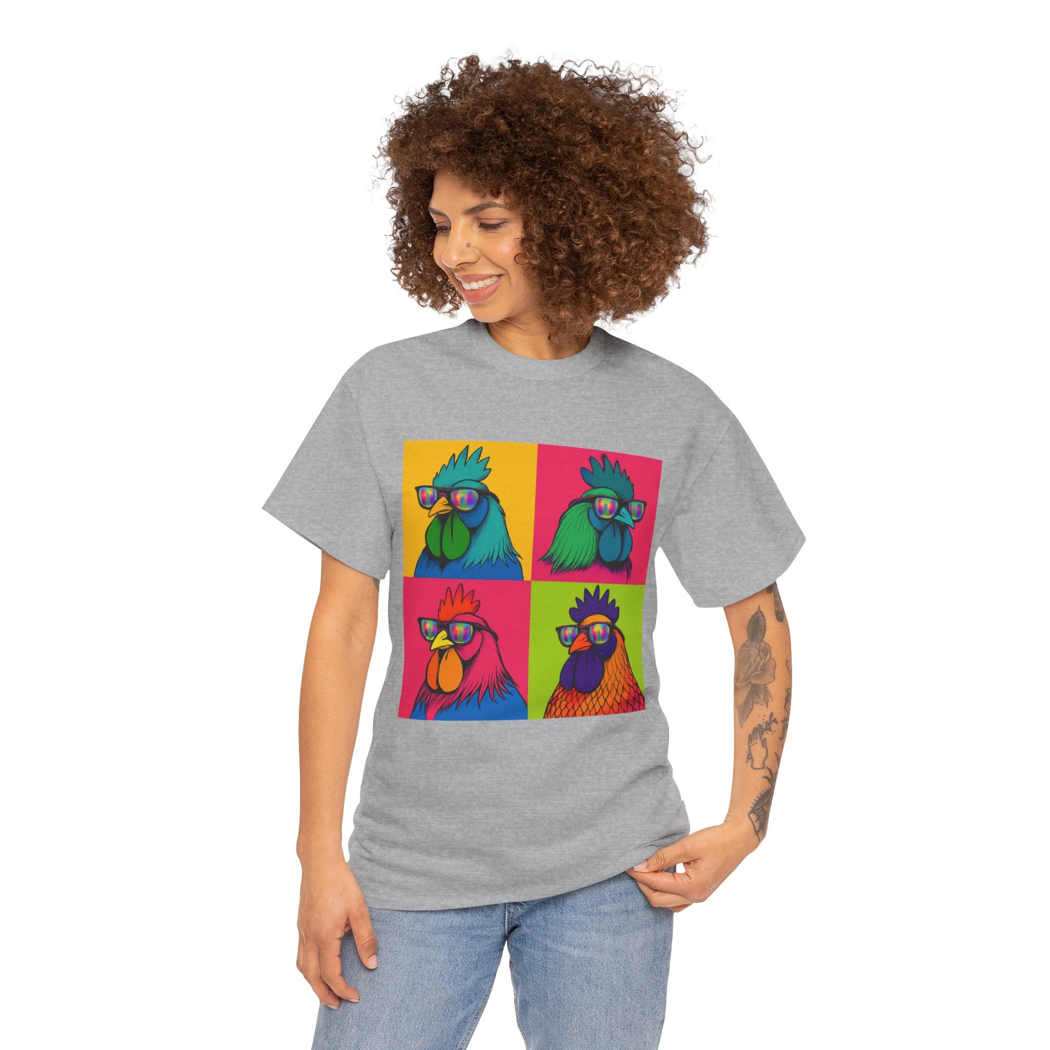 Hipster Chicken with Sunglasses, Funny Meme Art, Trendy Animal Tee, Perfect Gift for Pet Lovers, Unique Streetwear