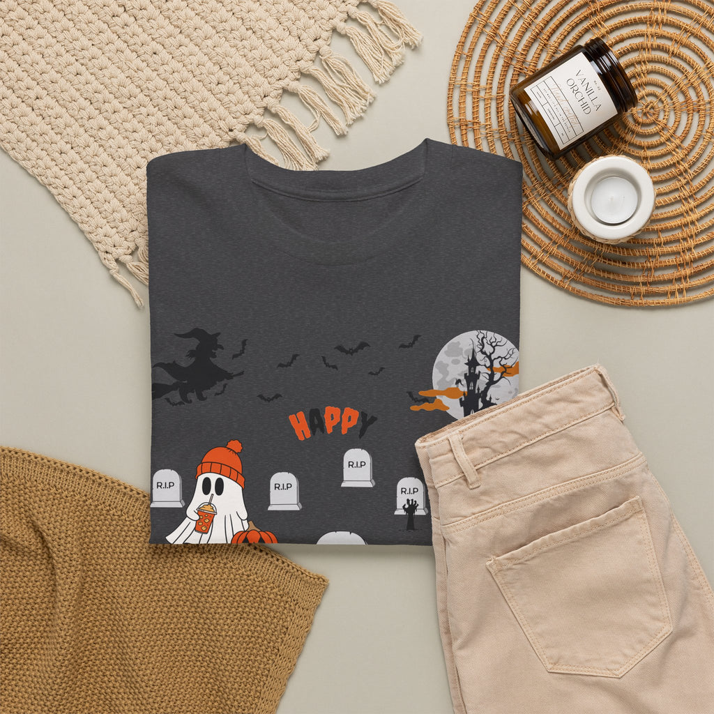 Halloween Witch Castle Cemetery Unisex T-Shirt – unisex t-shirt by PrintMyDream