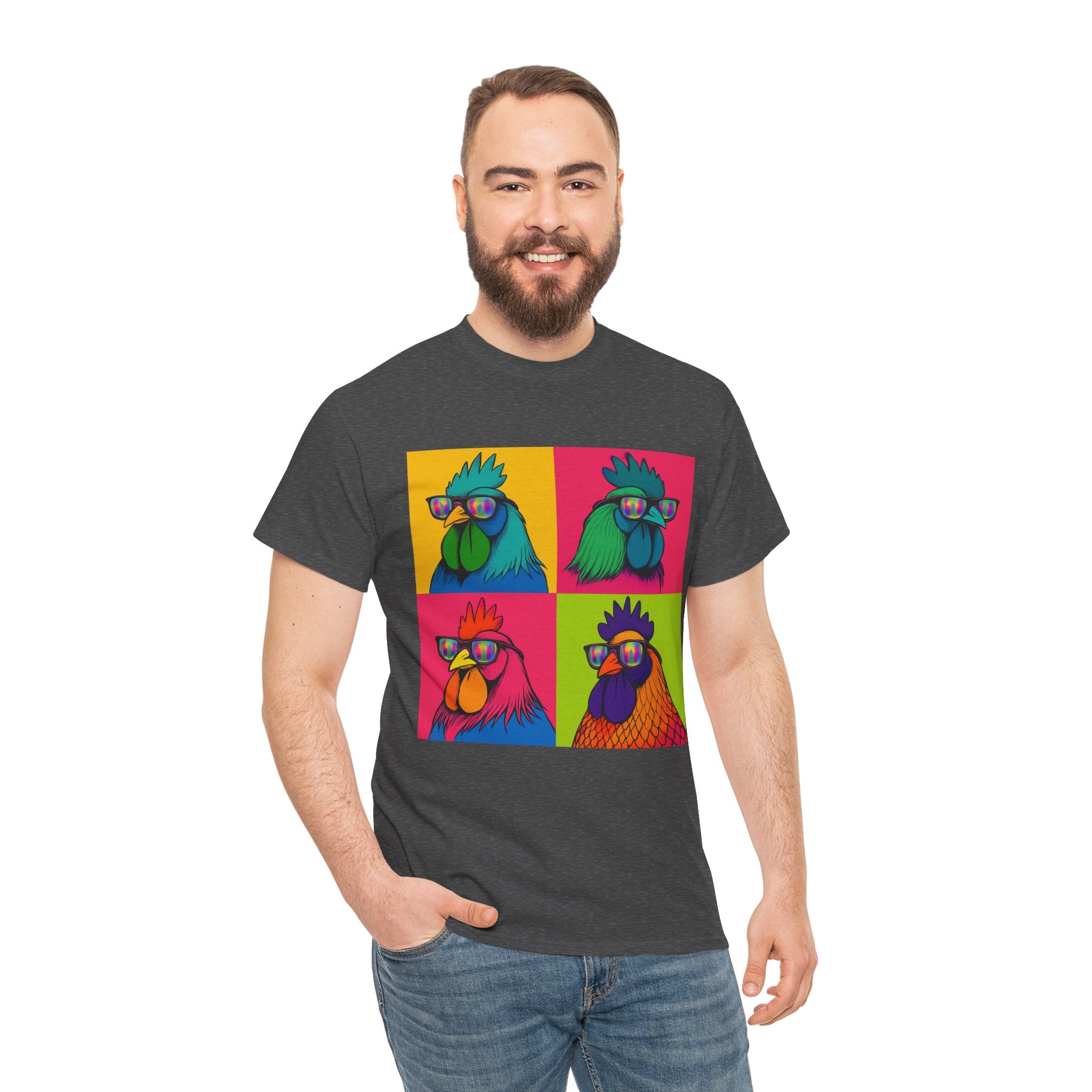 Hipster Chicken with Sunglasses, Funny Meme Art, Trendy Animal Tee, Perfect Gift for Pet Lovers, Unique Streetwear