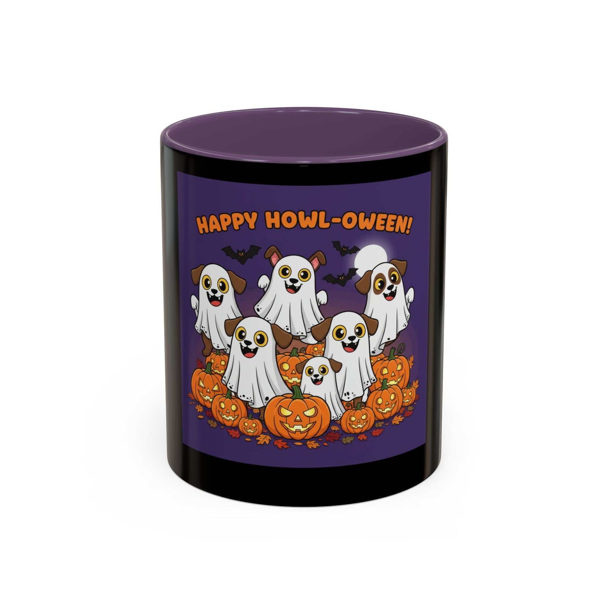 Halloween Coffee Mug with Cute Ghosts, Fun Mug for Halloween Decor, Gift for Dog Lovers, Spooky Season Essential, Pet-Themed Mug