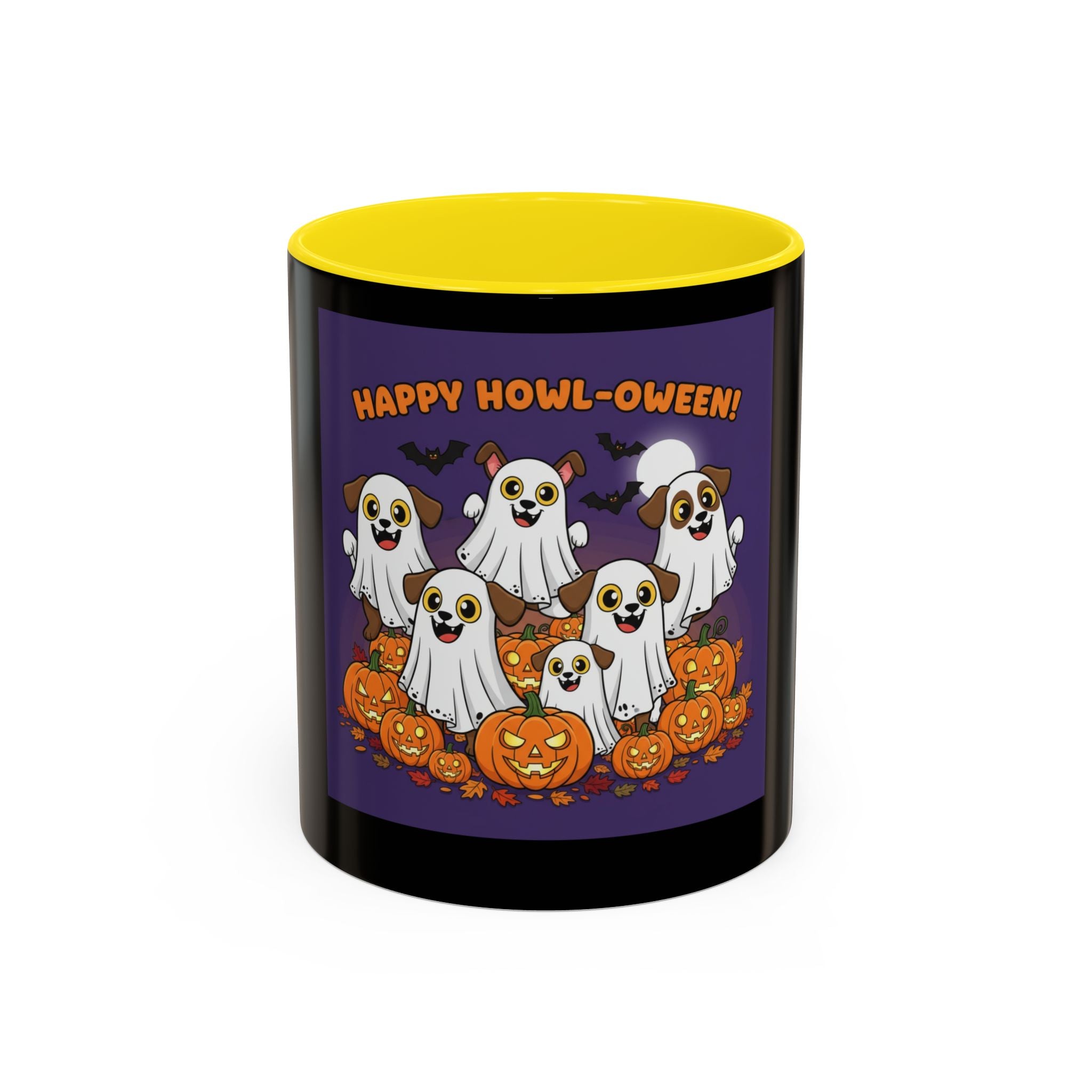 Halloween Coffee Mug with Cute Ghosts, Fun Mug for Halloween Decor, Gift for Dog Lovers, Spooky Season Essential, Pet-Themed Mug