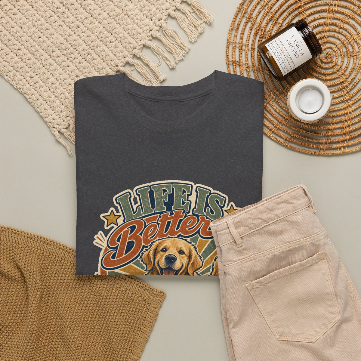 Life Is Better Golden T-Shirt – unisex t-shirt by PrintMyDream
