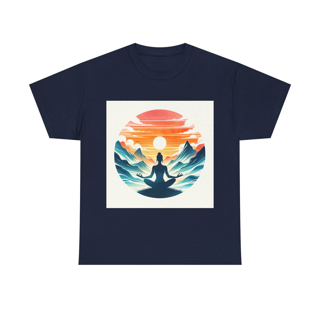 Meditation Mountain Tee — Sunset Yoga Silhouette T-Shirt