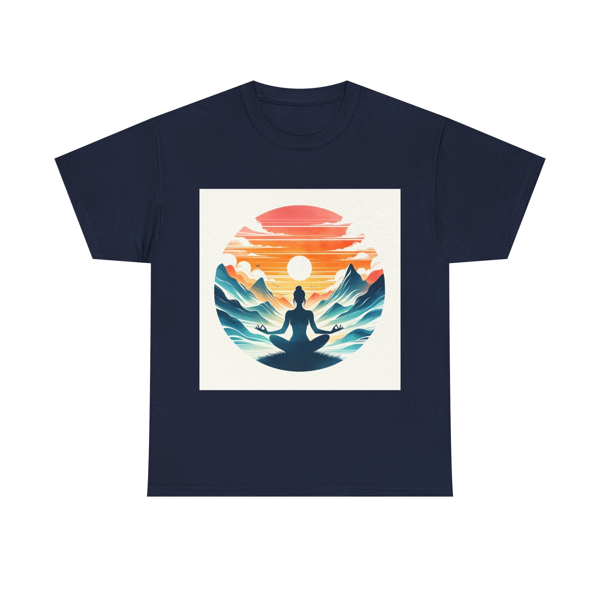 Meditation Mountain Tee — Sunset Yoga Silhouette T-Shirt