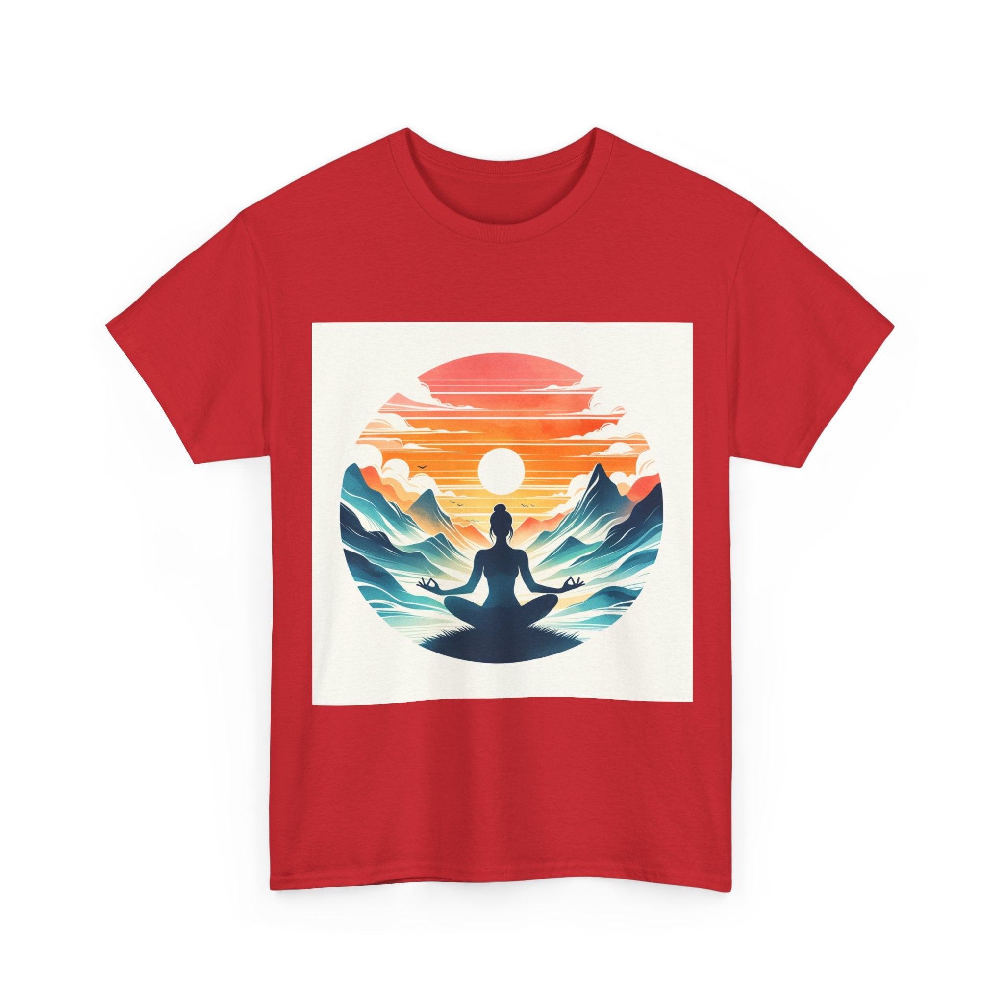Meditation Mountain Tee — Sunset Yoga Silhouette T-Shirt