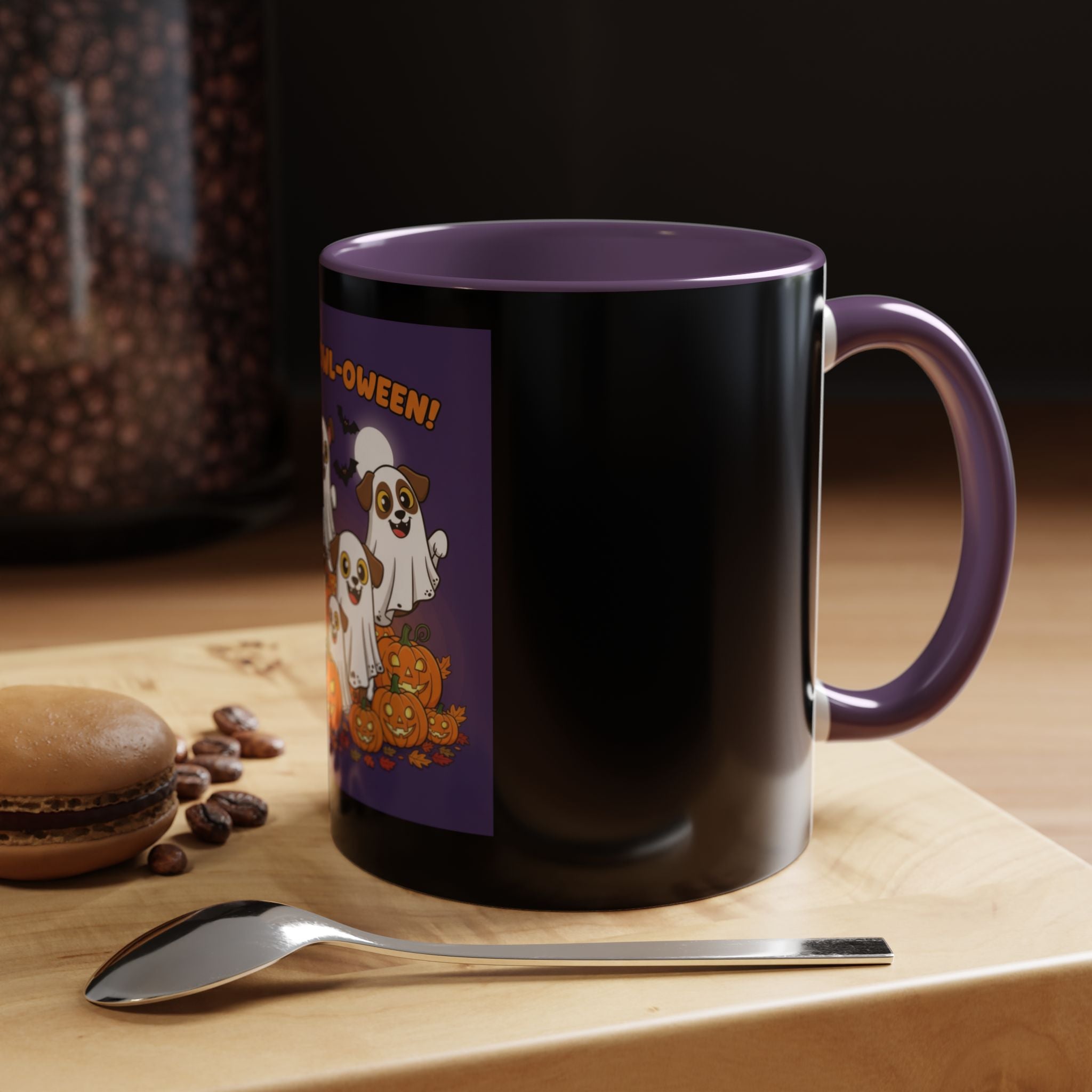 Halloween Coffee Mug with Cute Ghosts, Fun Mug for Halloween Decor, Gift for Dog Lovers, Spooky Season Essential, Pet-Themed Mug