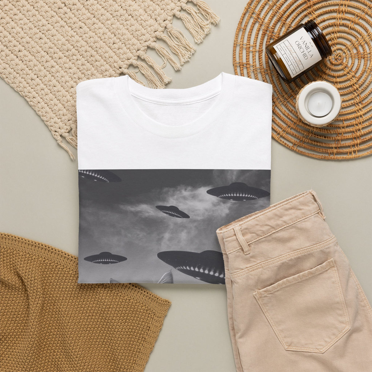 Selfie Cat Alien Invasion T-Shirt – unisex t-shirt by PrintMyDream