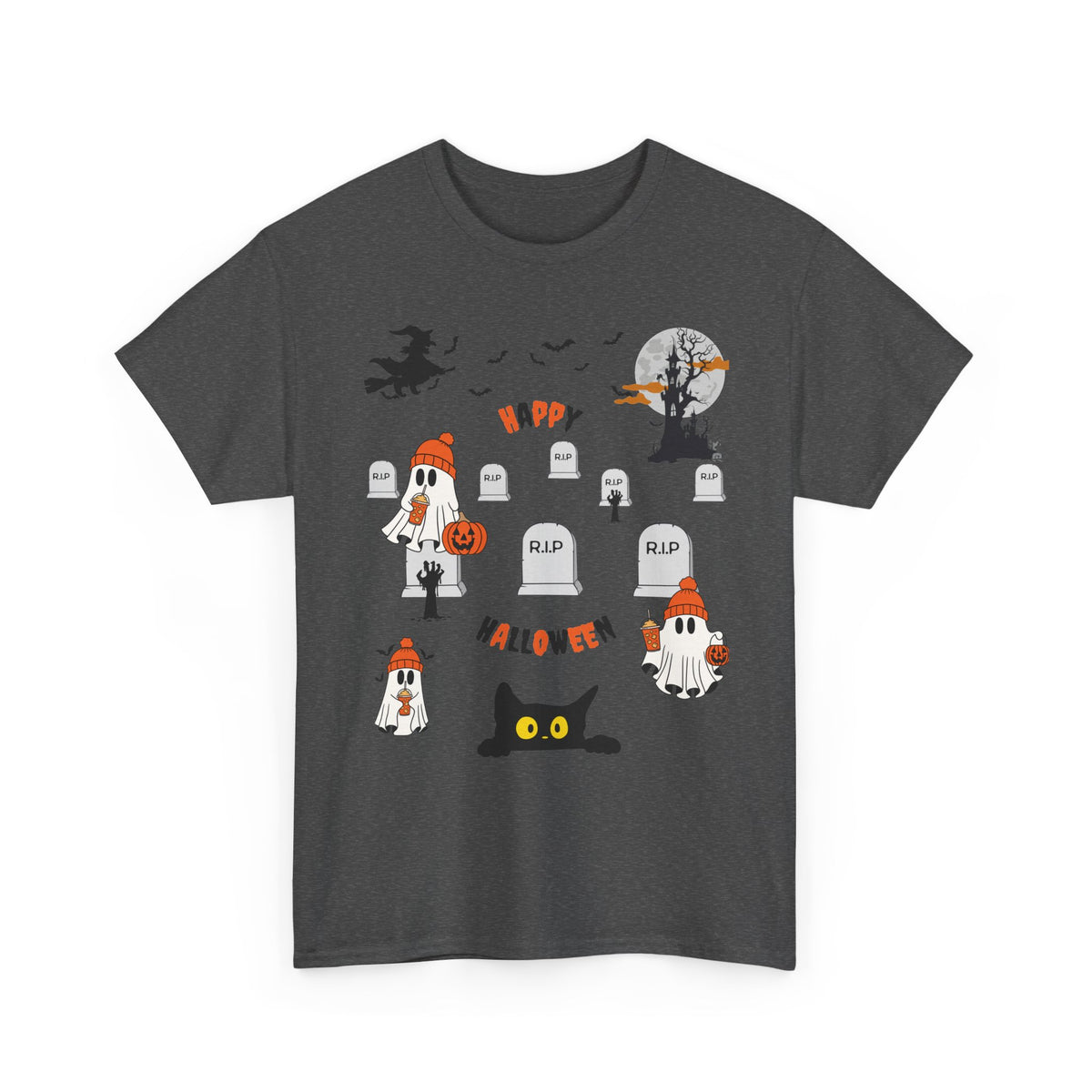Halloween Witch Castle Cemetery Unisex T-Shirt – unisex t-shirt by PrintMyDream