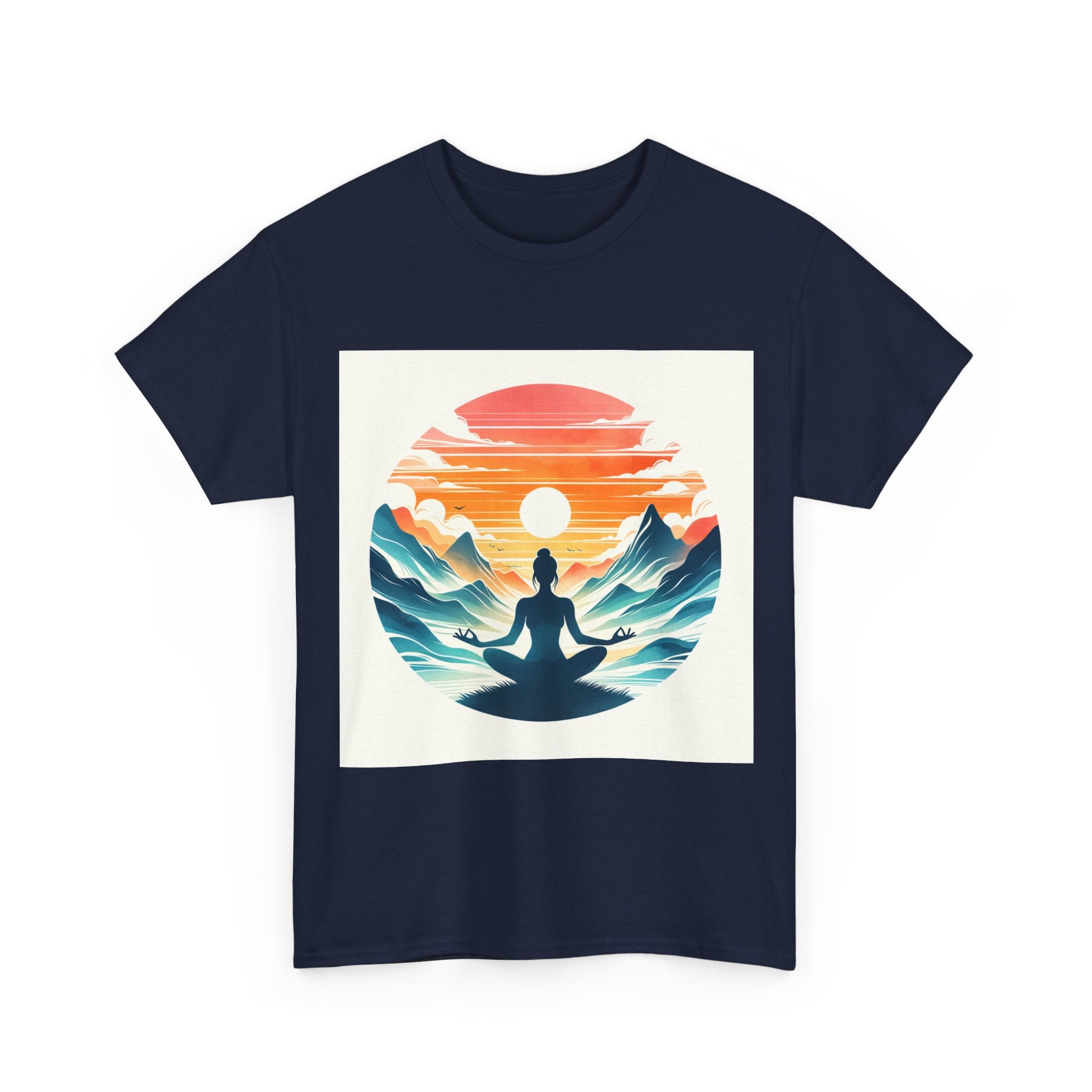 Meditation Mountain Tee — Sunset Yoga Silhouette T-Shirt