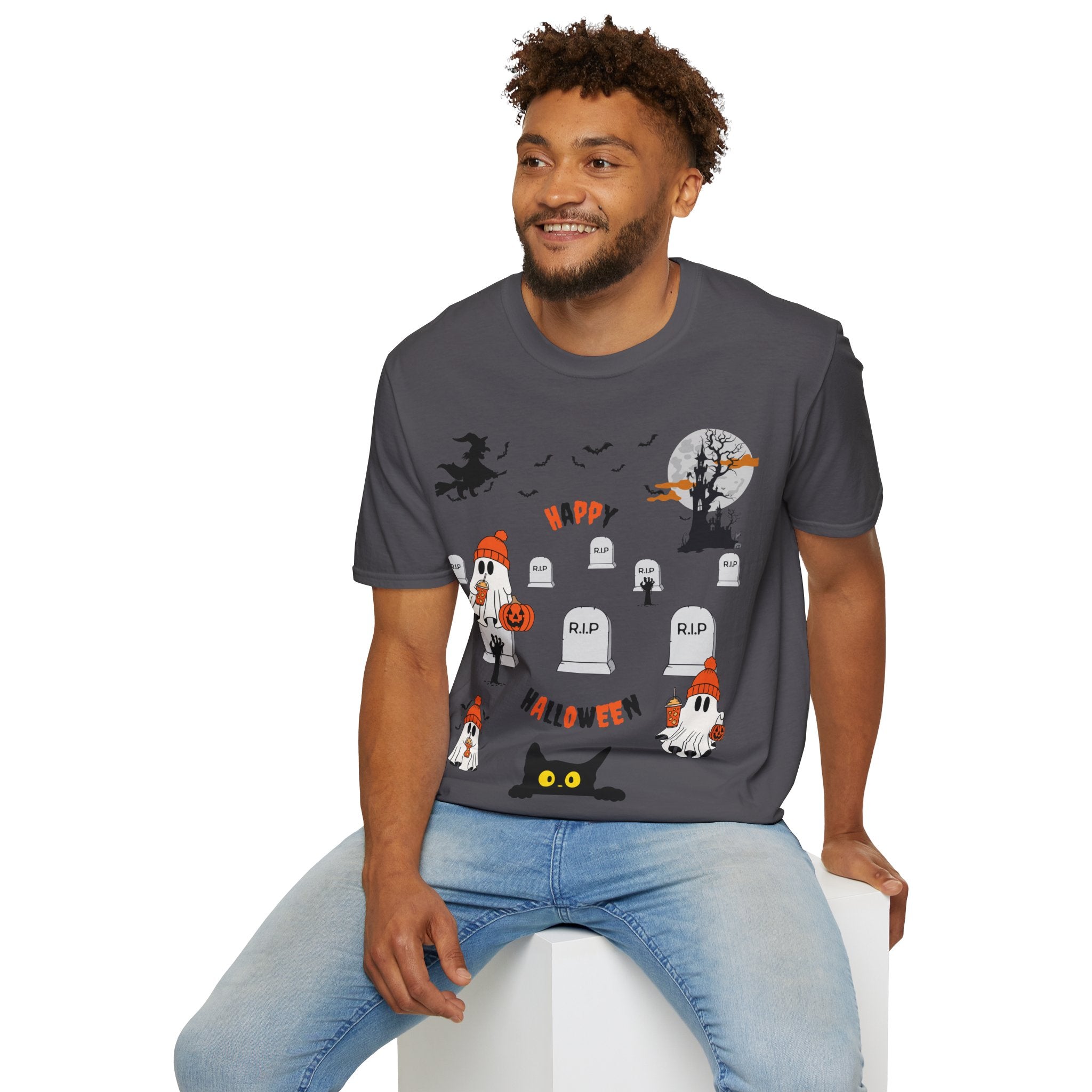 Halloween Witch Castle Cemetery Unisex T-Shirt