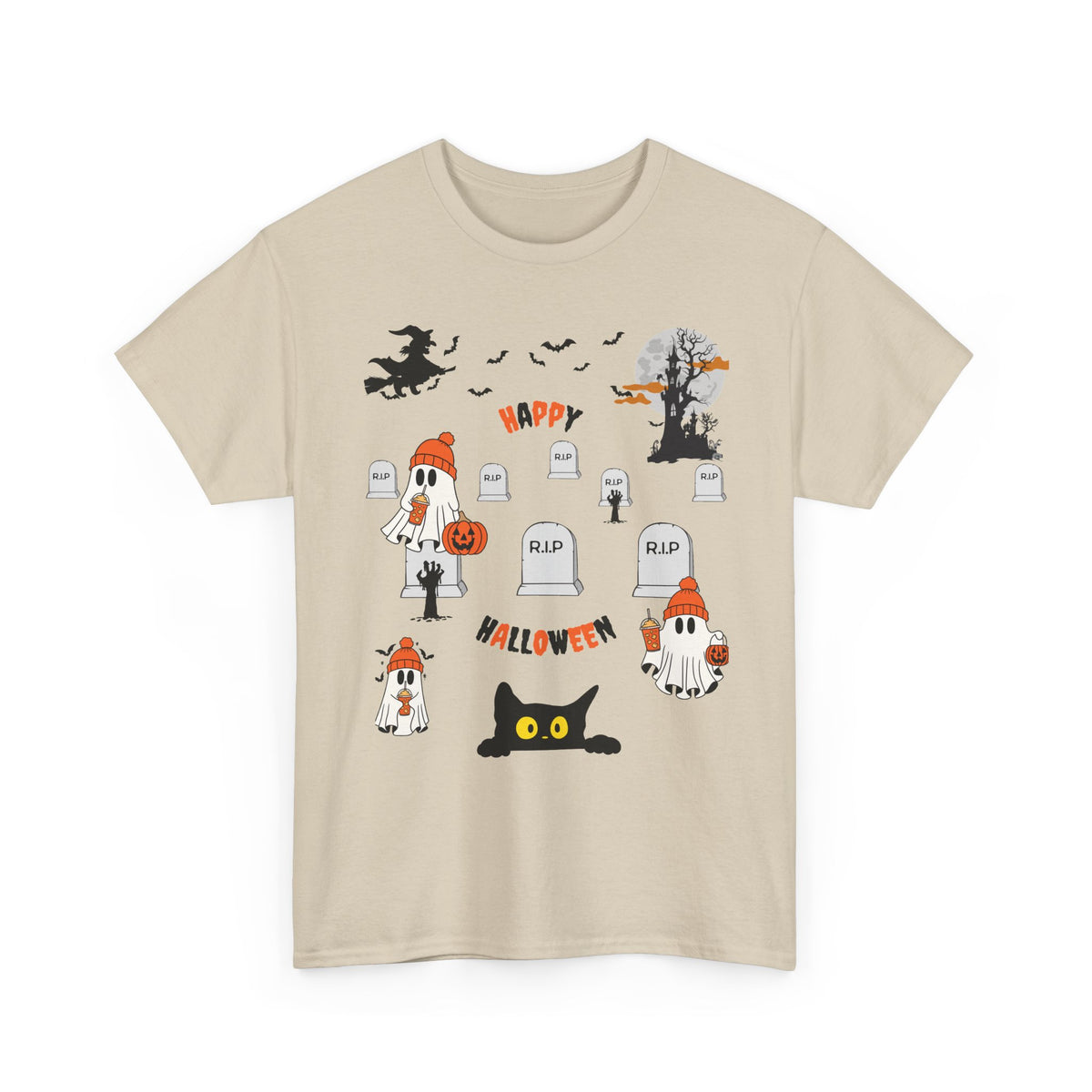 Halloween Witch Castle Cemetery Unisex T-Shirt – unisex t-shirt by PrintMyDream