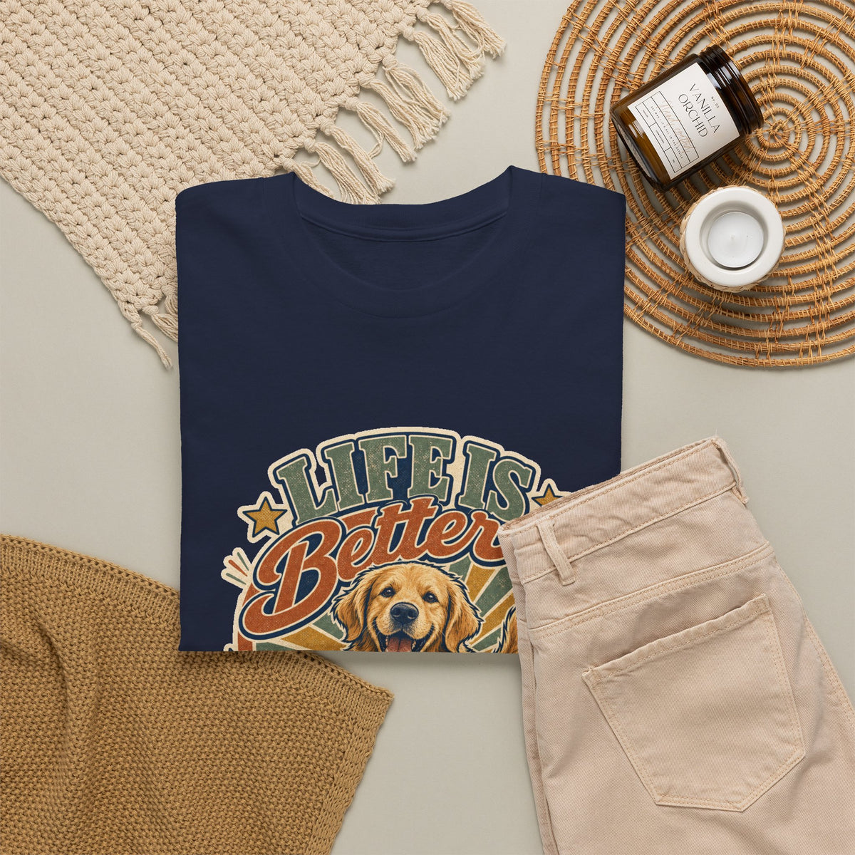 Life Is Better Golden T-Shirt – unisex t-shirt by PrintMyDream
