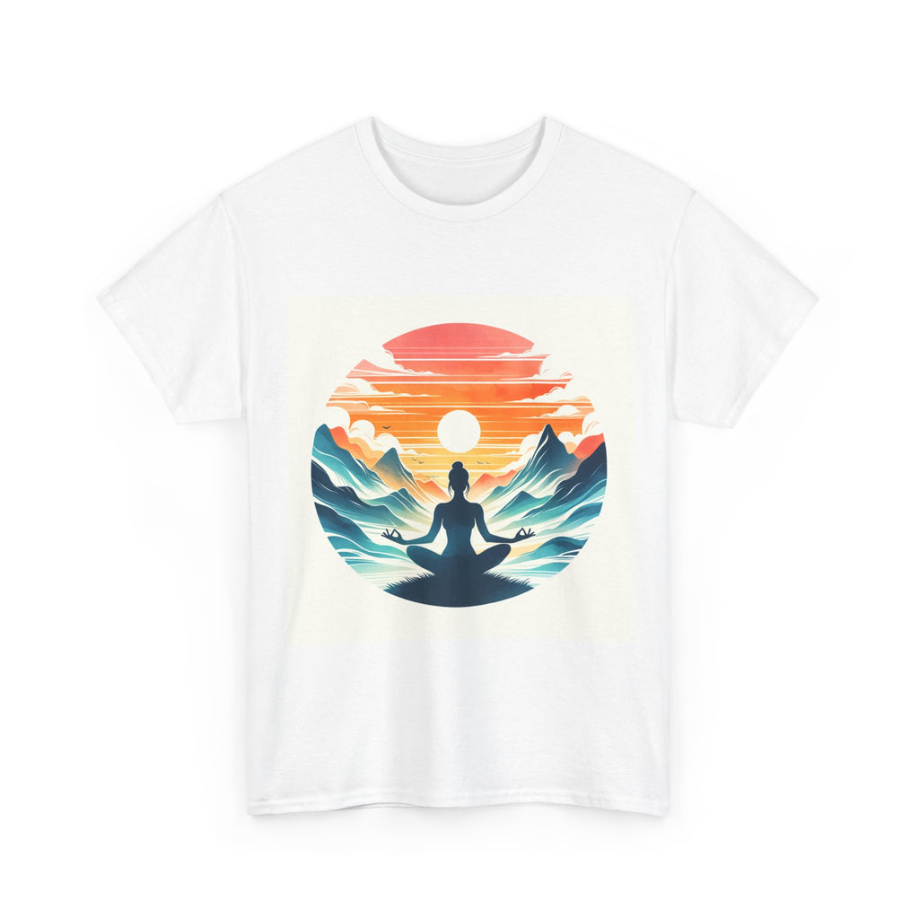 Meditation Mountain Tee — Sunset Yoga Silhouette T-Shirt
