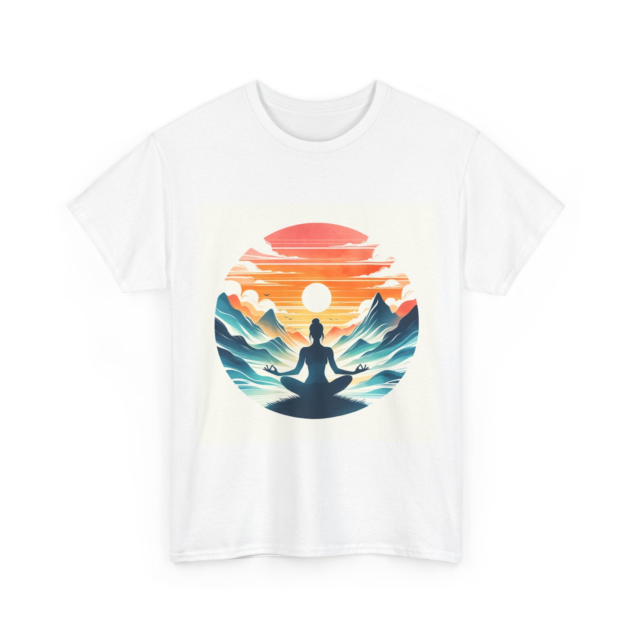 Meditation Mountain Tee — Sunset Yoga Silhouette T-Shirt
