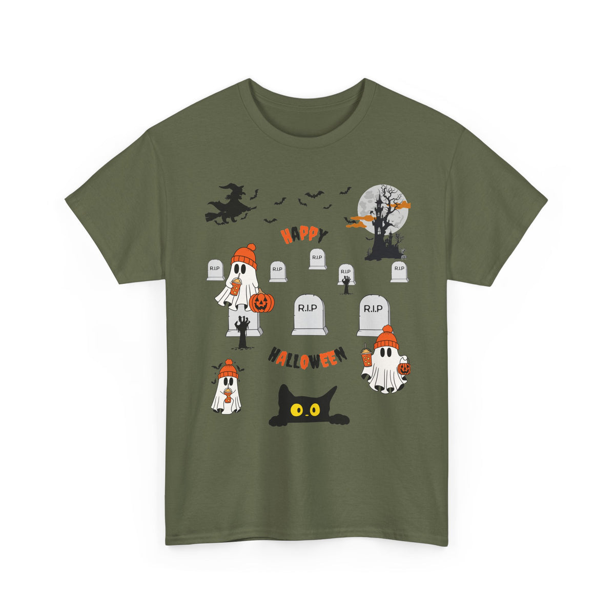 Halloween Witch Castle Cemetery Unisex T-Shirt – unisex t-shirt by PrintMyDream
