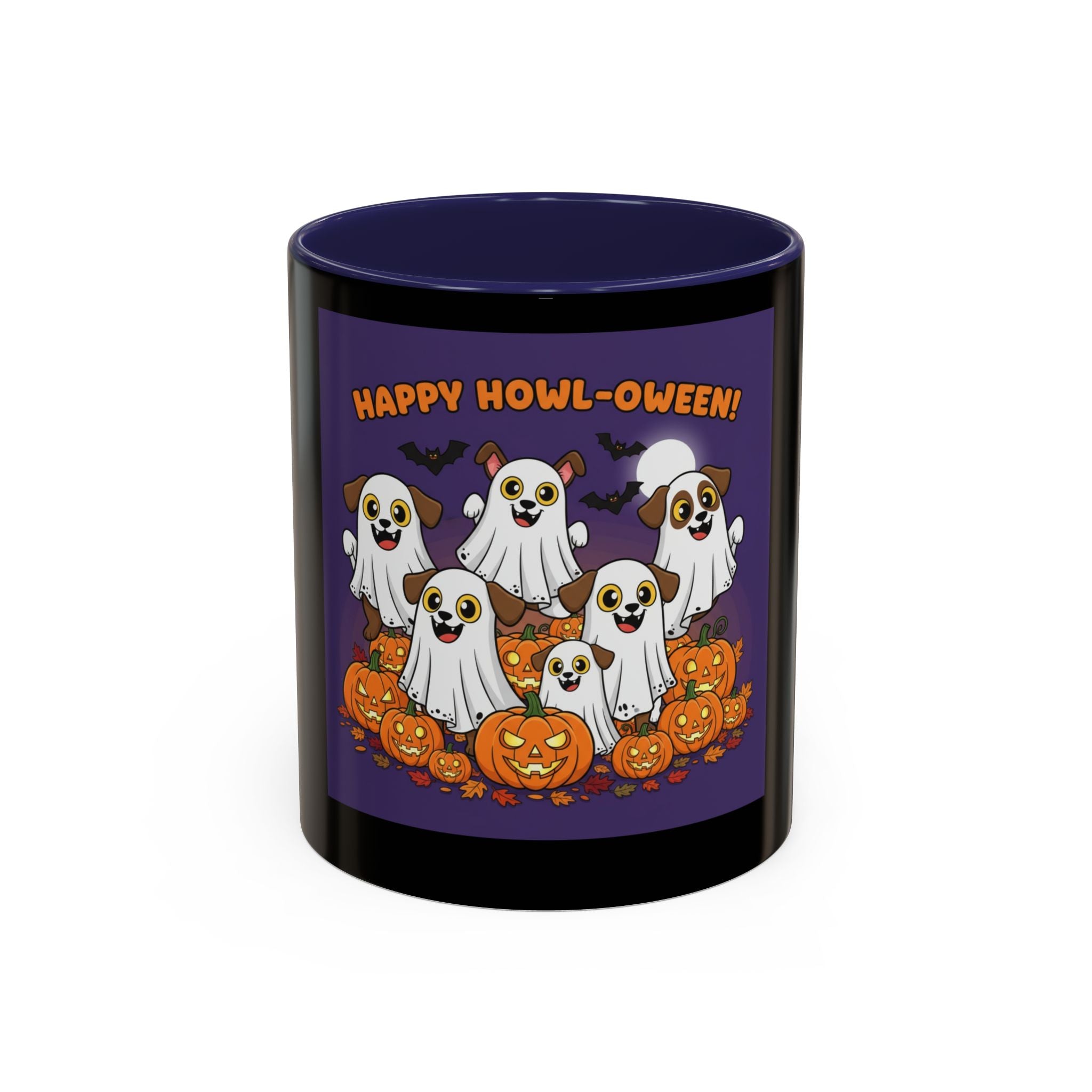 Halloween Coffee Mug with Cute Ghosts, Fun Mug for Halloween Decor, Gift for Dog Lovers, Spooky Season Essential, Pet-Themed Mug