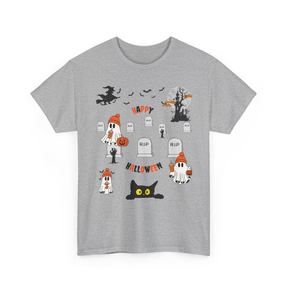 Halloween Witch Castle Cemetery Unisex T-Shirt – unisex t-shirt by PrintMyDream
