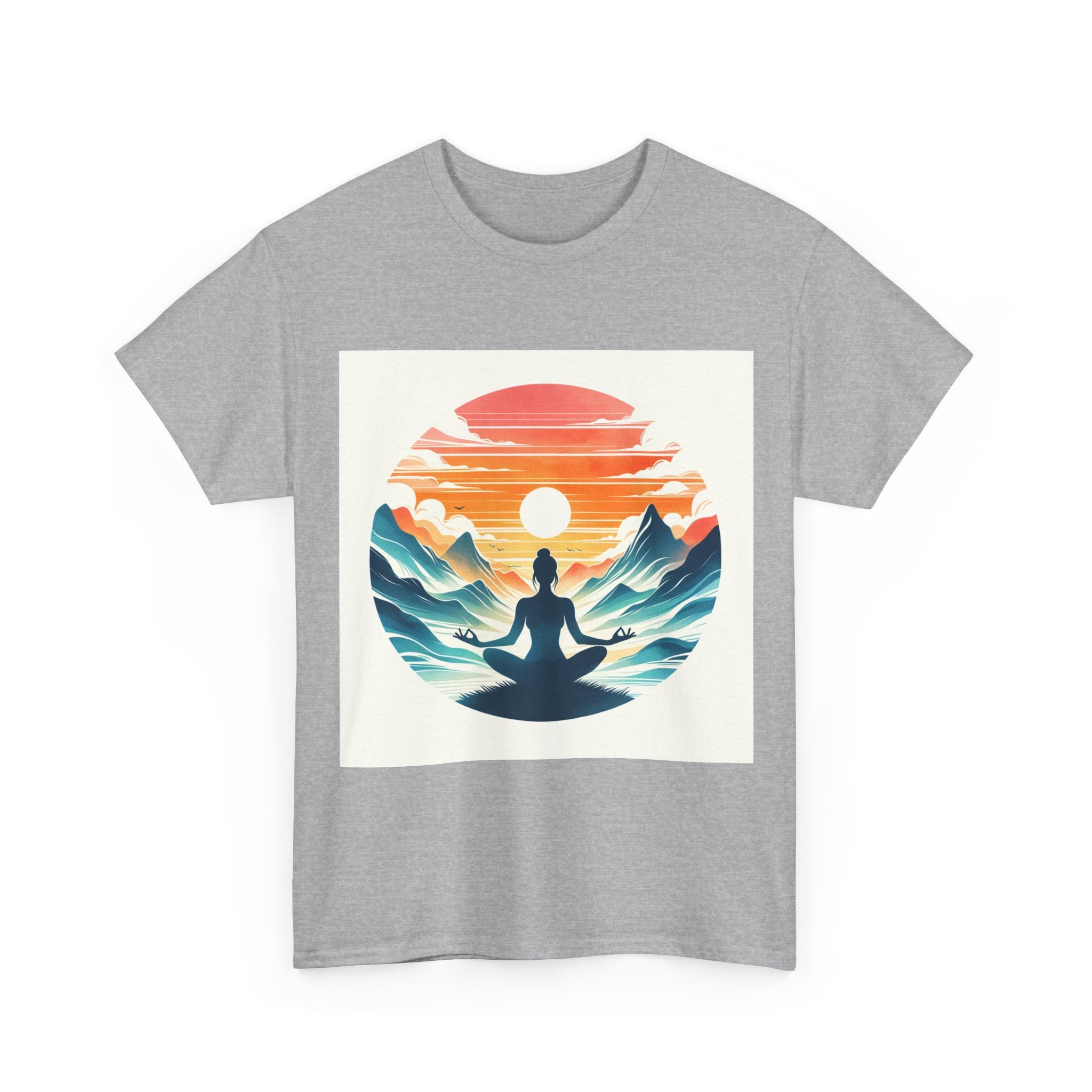 Meditation Mountain Tee — Sunset Yoga Silhouette T-Shirt