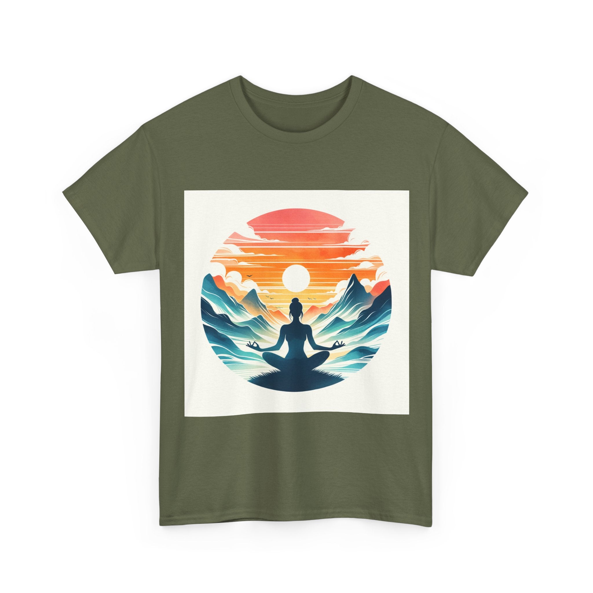 Meditation Mountain Tee — Sunset Yoga Silhouette T-Shirt