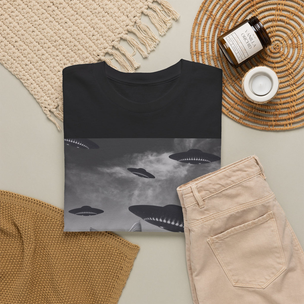 Selfie Cat Alien Invasion T-Shirt – unisex t-shirt by PrintMyDream