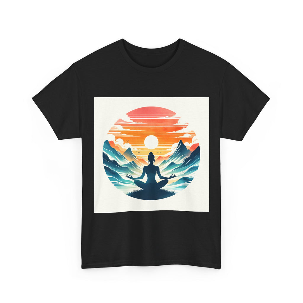 Meditation Mountain Tee — Sunset Yoga Silhouette T-Shirt