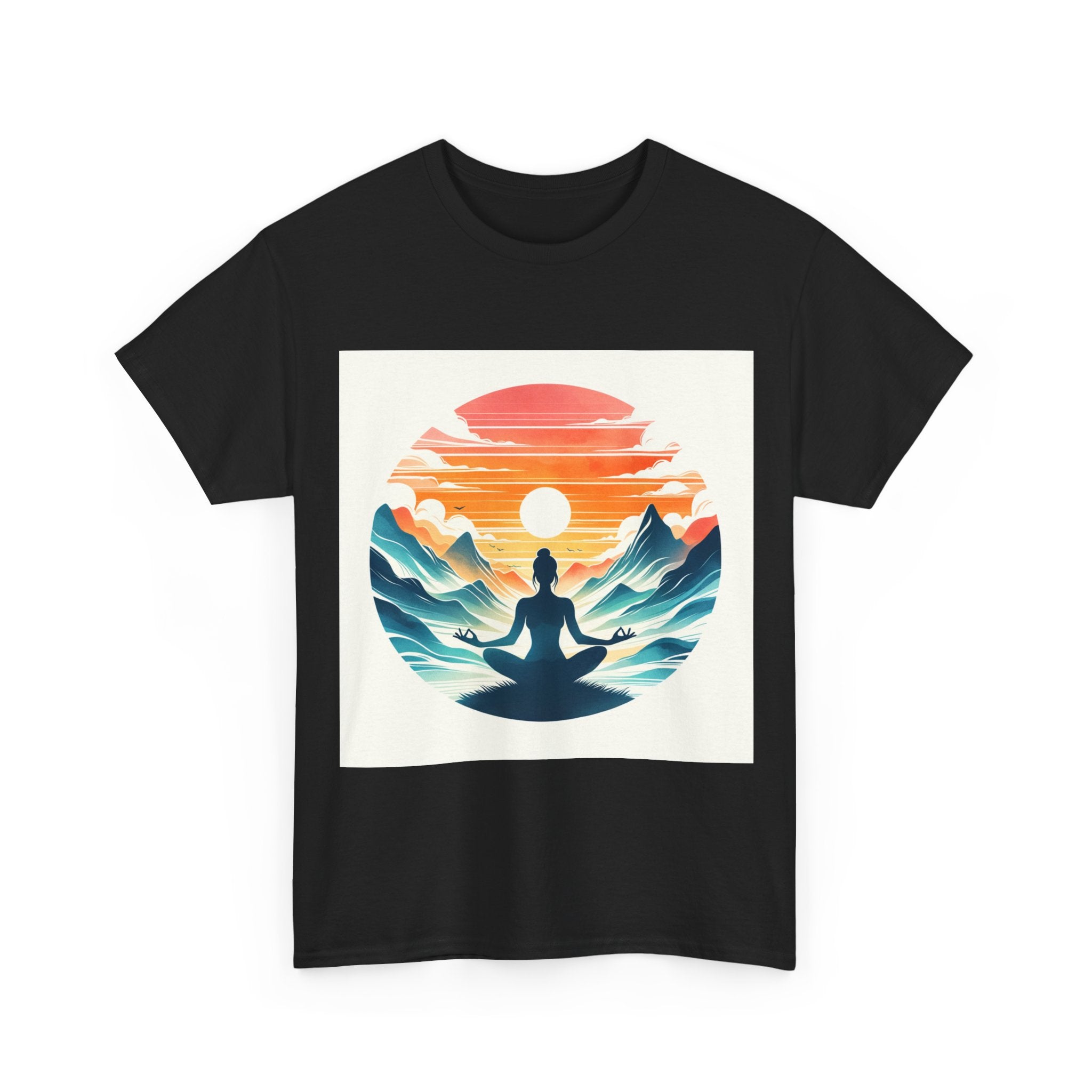 Meditation Mountain Tee — Sunset Yoga Silhouette T-Shirt