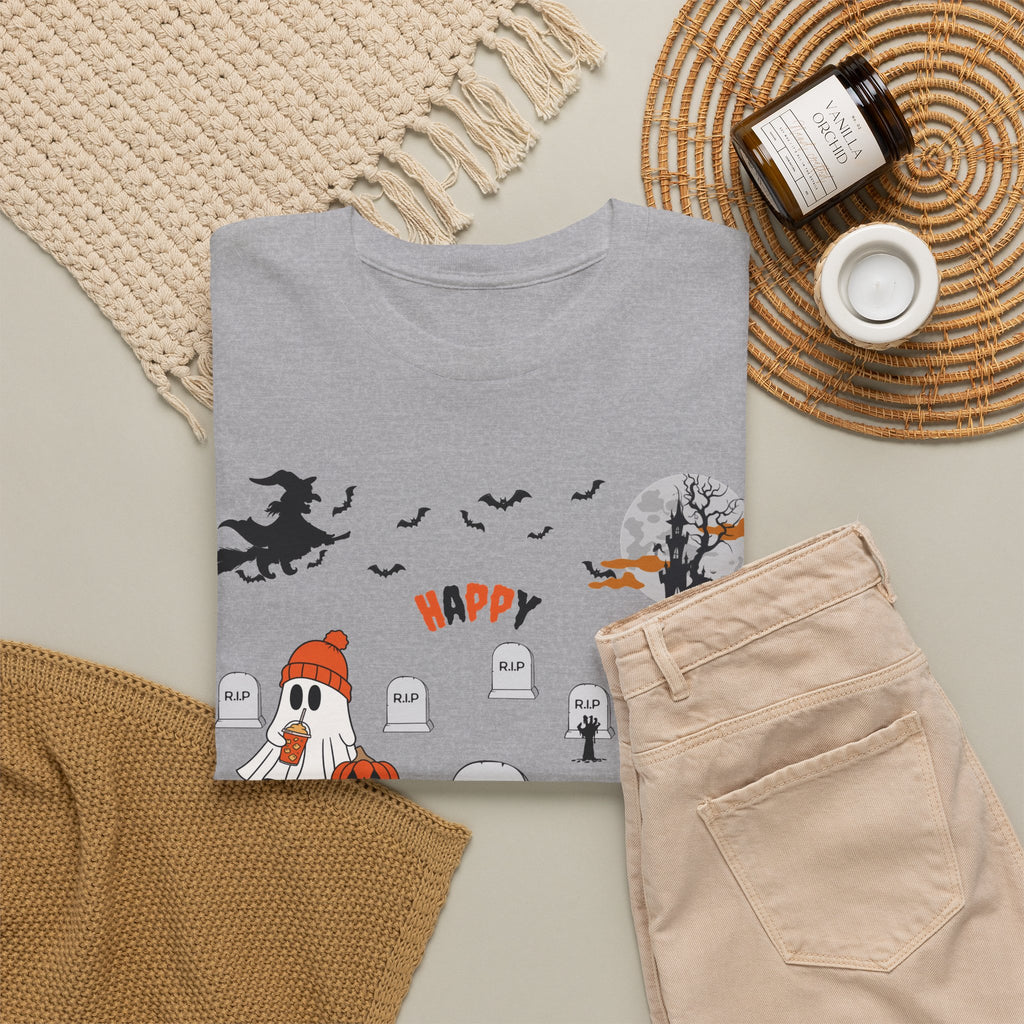 Halloween Witch Castle Cemetery Unisex T-Shirt – unisex t-shirt by PrintMyDream