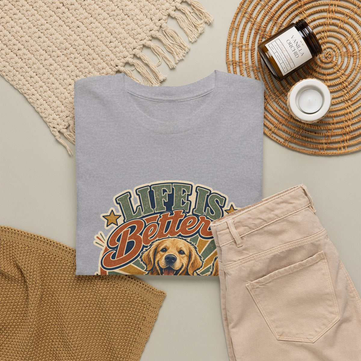 Life Is Better Golden T-Shirt – unisex t-shirt by PrintMyDream