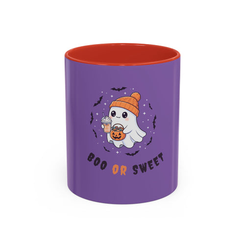 Boo or Sweet – Cute Halloween Ghost Mug with Candy & Pumpkin Design