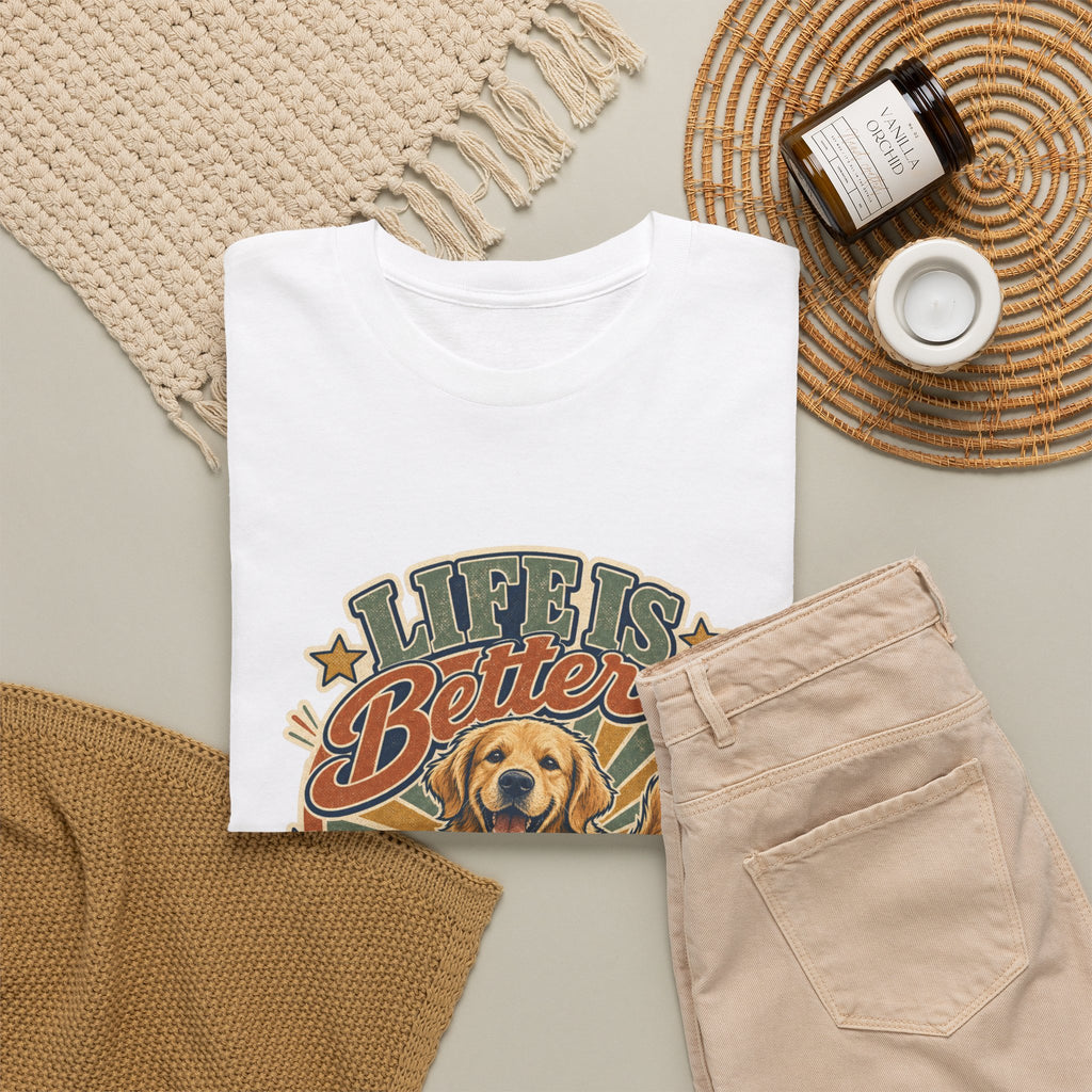 Life Is Better Golden T-Shirt – unisex t-shirt by PrintMyDream