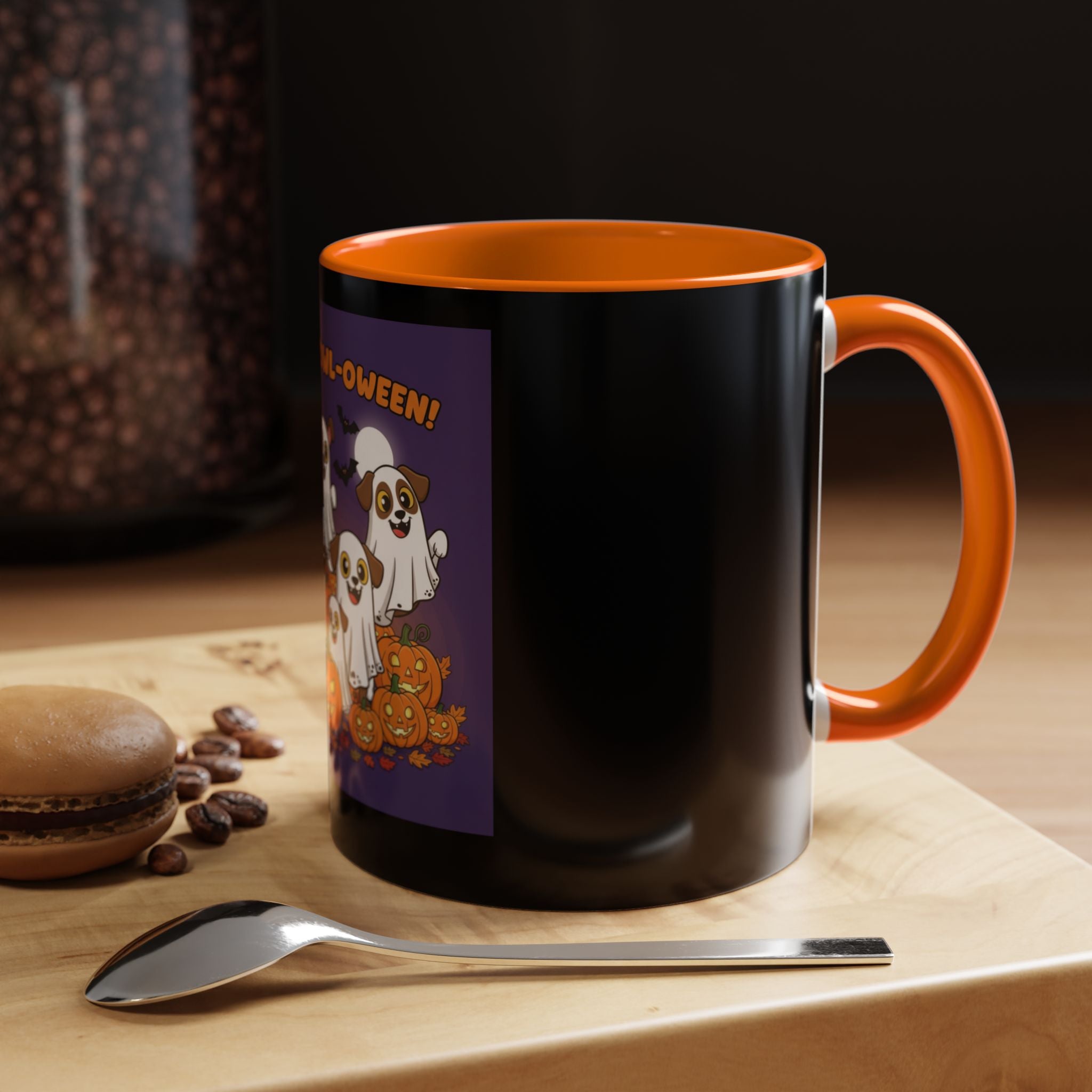 Halloween Coffee Mug with Cute Ghosts, Fun Mug for Halloween Decor, Gift for Dog Lovers, Spooky Season Essential, Pet-Themed Mug