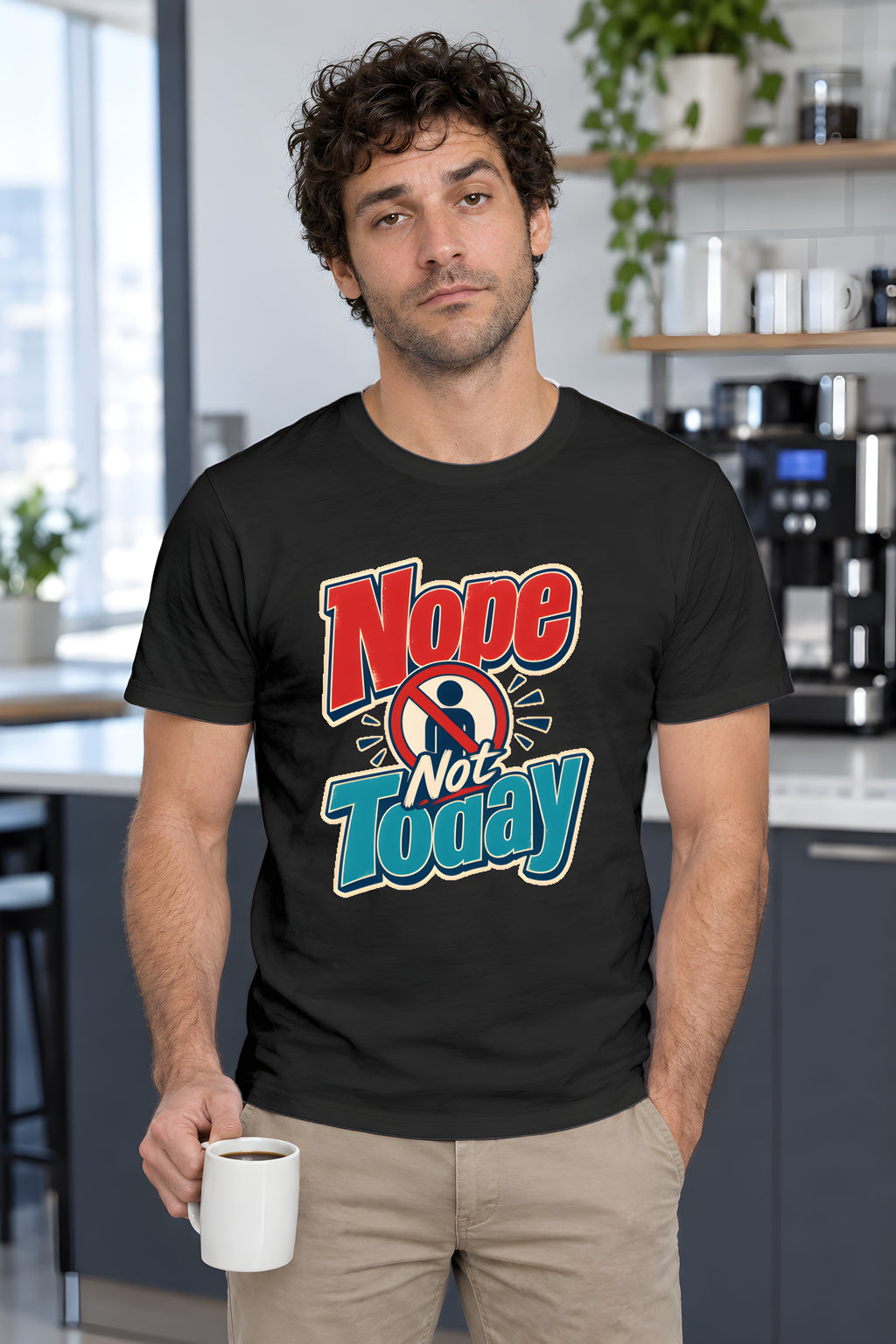 Introvert T-Shirt - Say Nope Not Today to Socializing – Black t-shirt worn by Milo