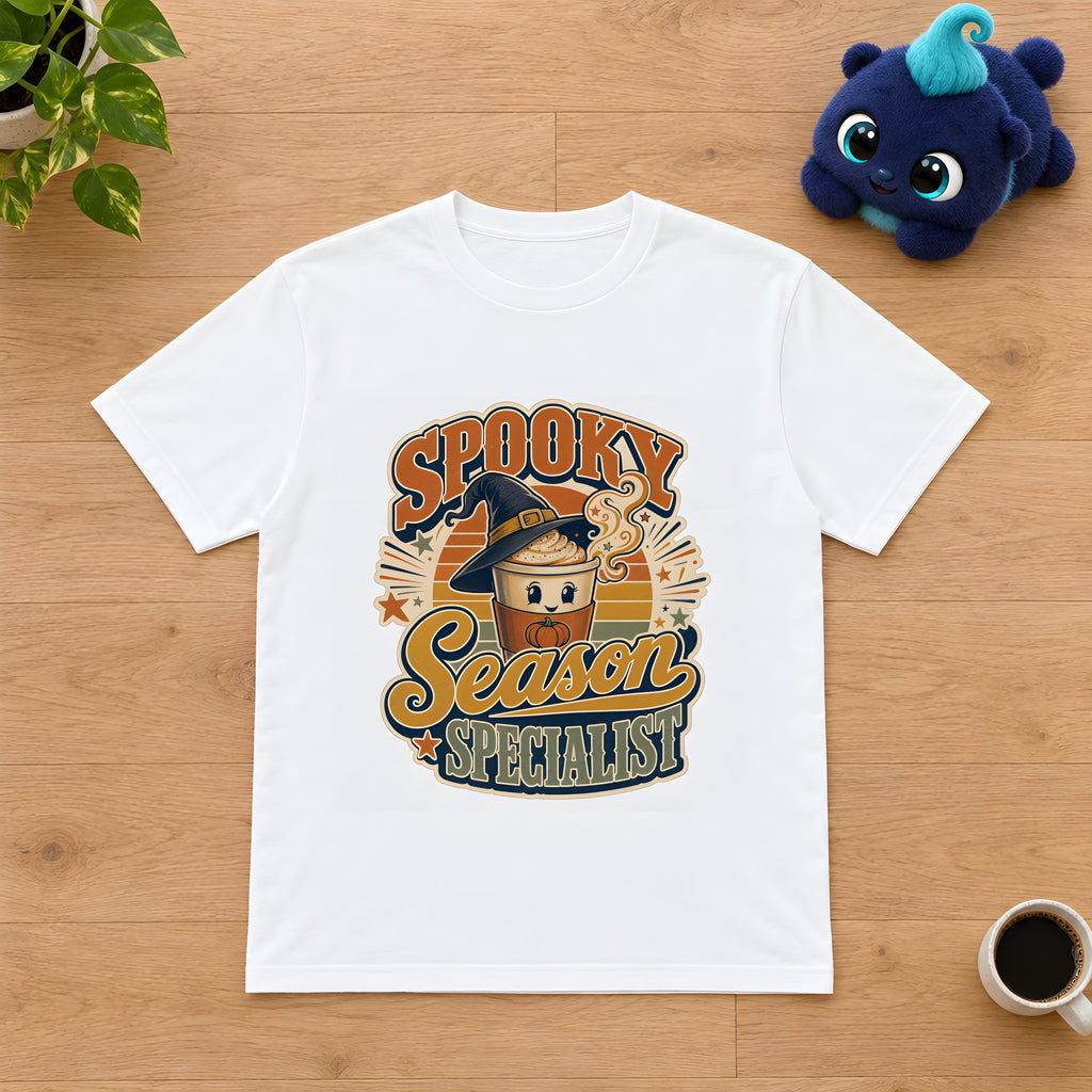 Halloween Pumpkin Spice Witch T-Shirt for Fun – White t-shirt styled with Plip