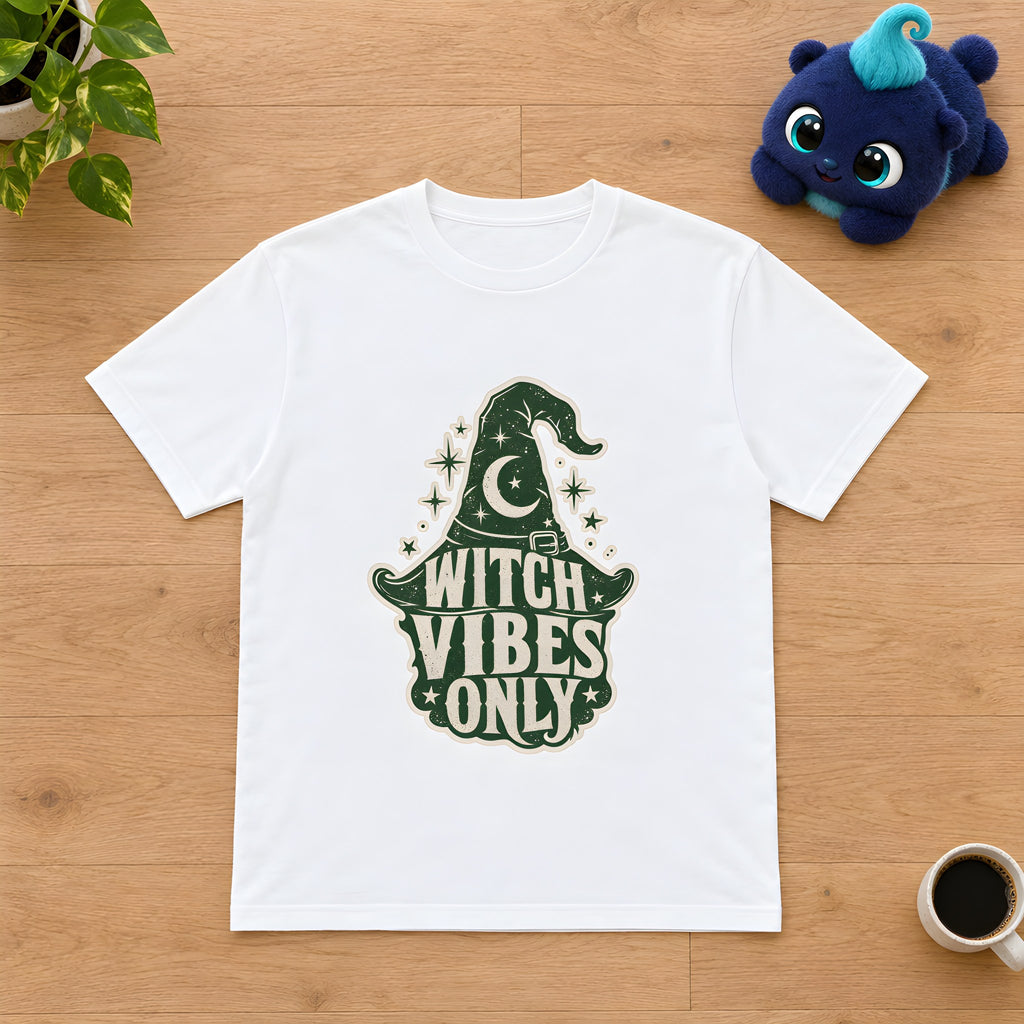 Halloween Witch T-Shirt - Embrace the Spooky Season – White t-shirt styled with Plip