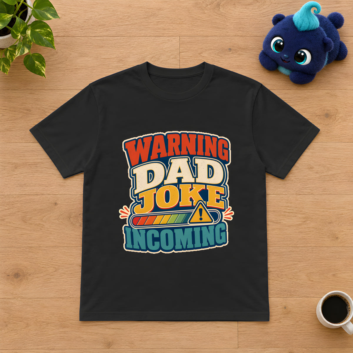 Dad Joke Loading T-Shirt - Retro Humor Tee – Black t-shirt styled with Plip