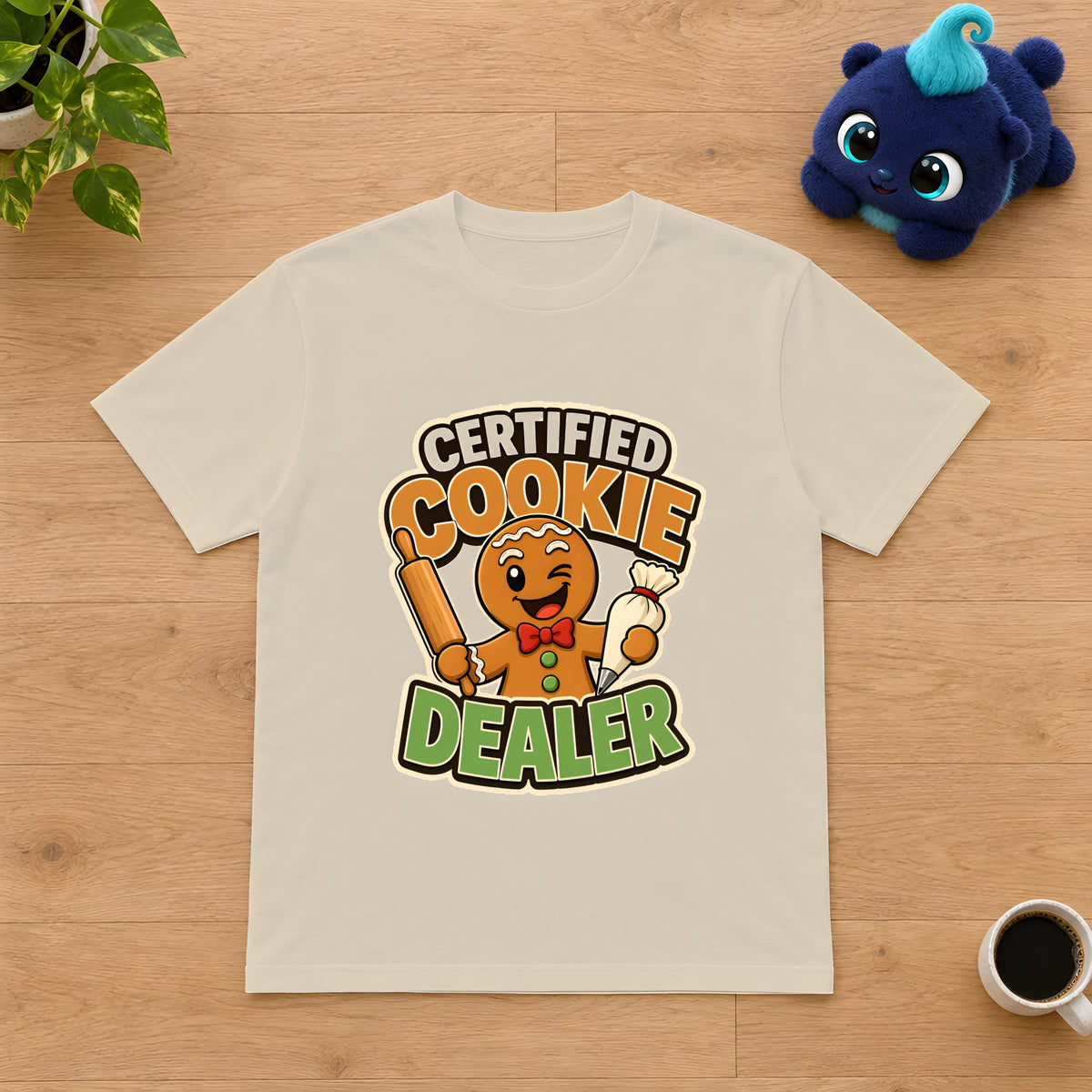 Christmas Baking Fun Gingerbread Baker T-Shirt – Sand t-shirt styled with Plip