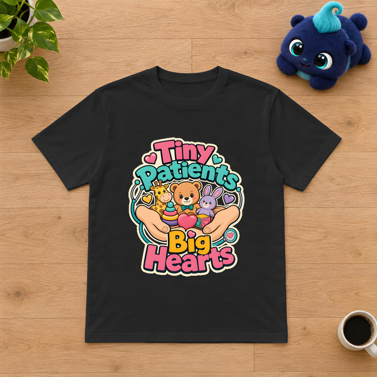 Pediatric Nurse T-Shirt Design - Celebrate Care – Black t-shirt styled with Plip