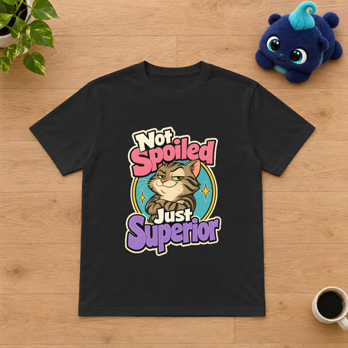 Cat Lover Tee - Sassy Tabby Attitude – Black t-shirt styled with Plip