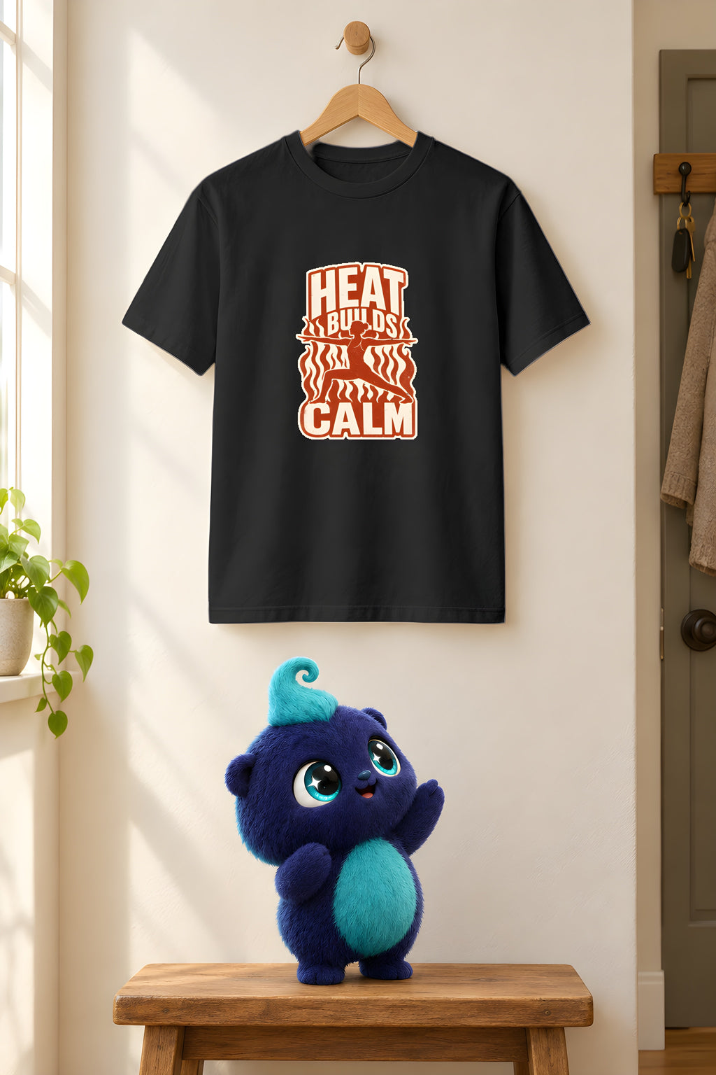 Hot Yoga Flow T-Shirt - Original Design Style – Black t-shirt styled with Plip